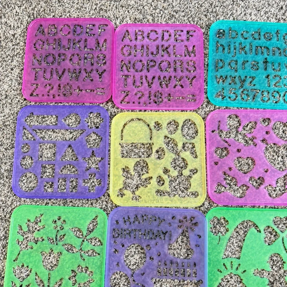 Vintage Tupperware Stencils Rub On Transfers Lot of 12 Kids Craft Art MultiColor